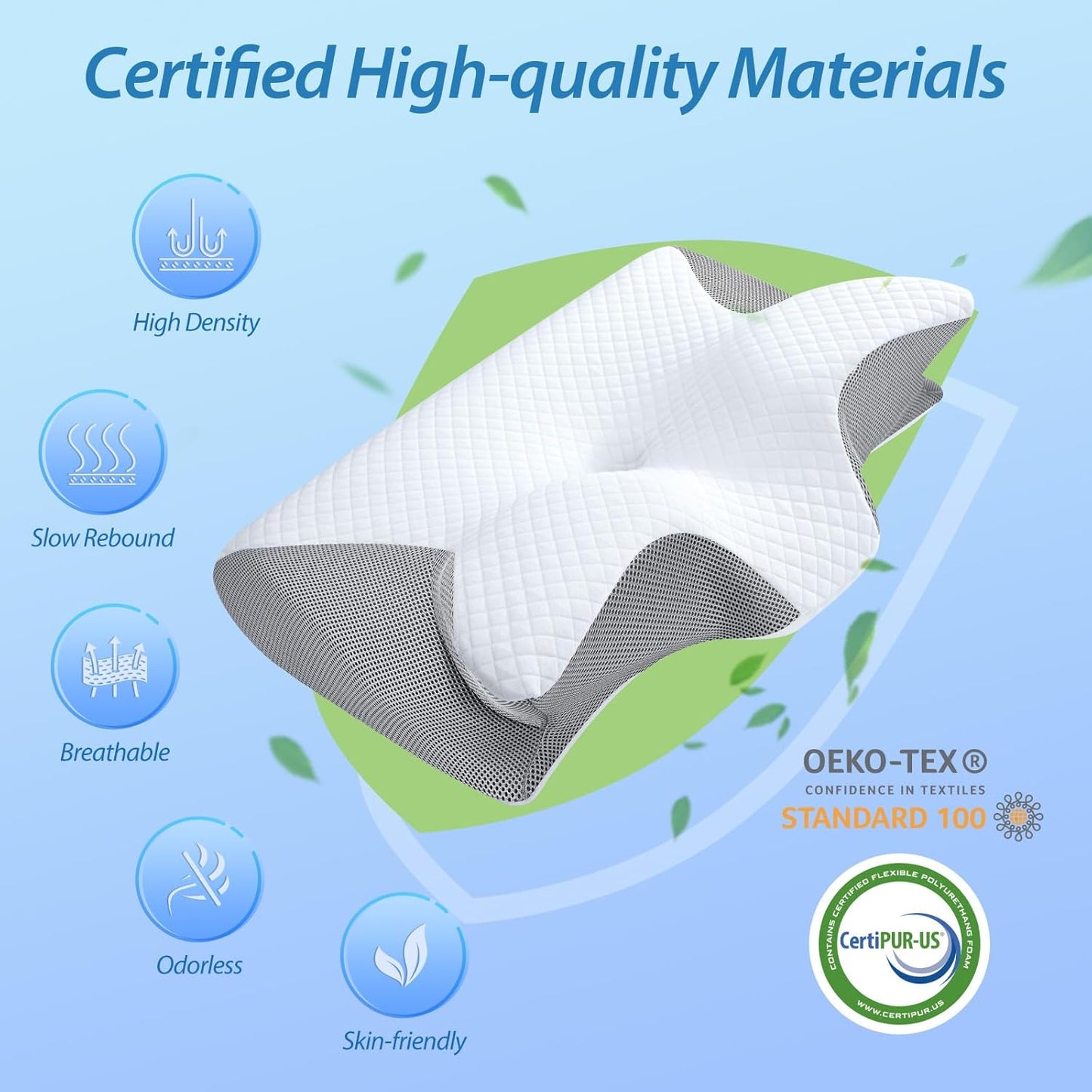 Memory Foam Cervical Pillow, 2 In 1 Ergonomic Contour Orthopedic Pillow For Neck Pain, Contoured Support Pillows,Neck Pillow