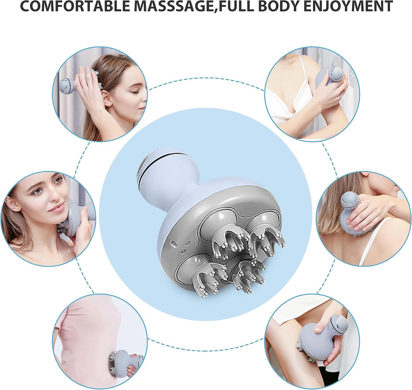Electric Cordless Hair Scalp Massager with Kneading 84 Massage Nodes, Handheld Portable Head Scratcher Massager for Hair Growth, Deep Clean and Stress Relax, Gifts for Men Dad