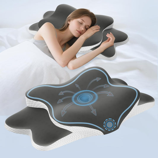 Cervical Neck Pillow for Neck and Shoulder Pain Relief, Memory Foam Pillow, Ergonomic Contour Side Sleeper Pillows, Soft Cooling Orthopedic Pillow for Side Back Stomach Sleepers with Pillowcase