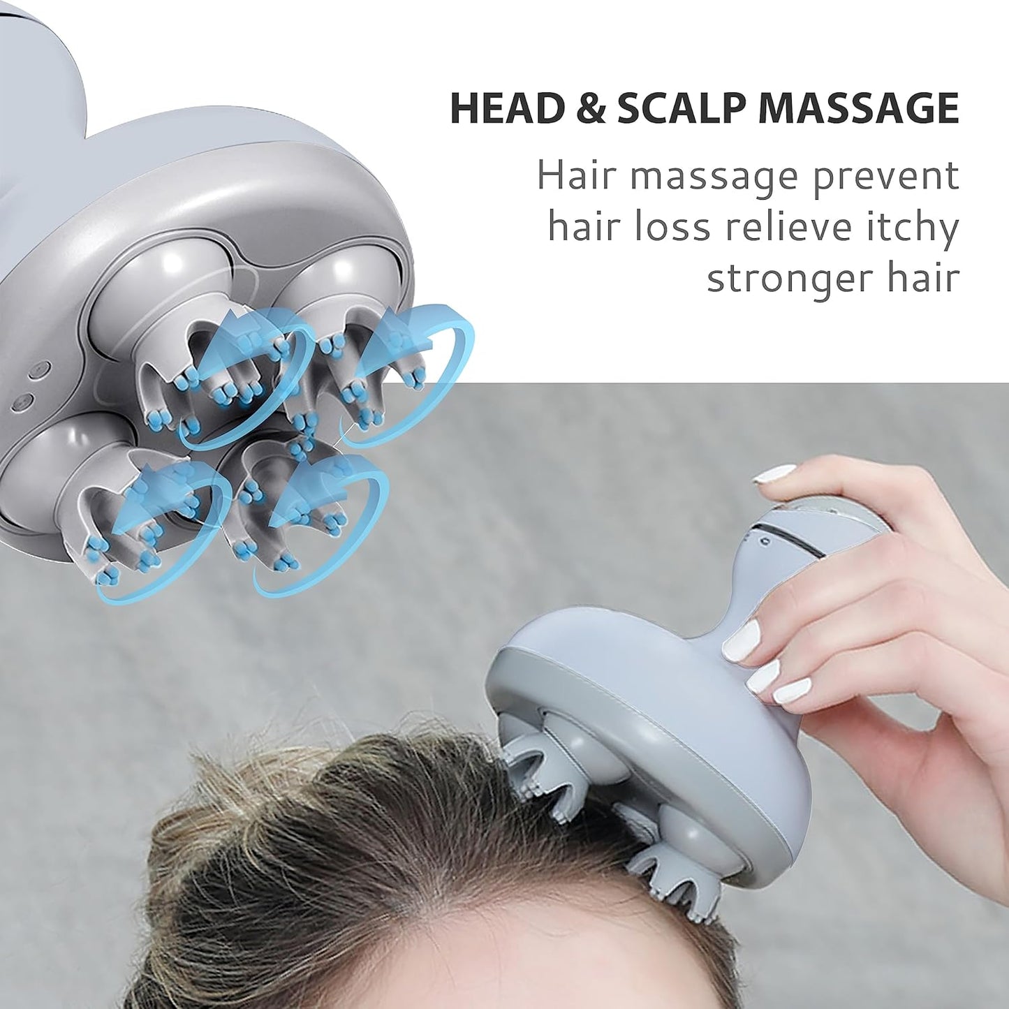 Electric Cordless Hair Scalp Massager with Kneading 84 Massage Nodes, Handheld Portable Head Scratcher Massager for Hair Growth, Deep Clean and Stress Relax, Gifts for Men Dad